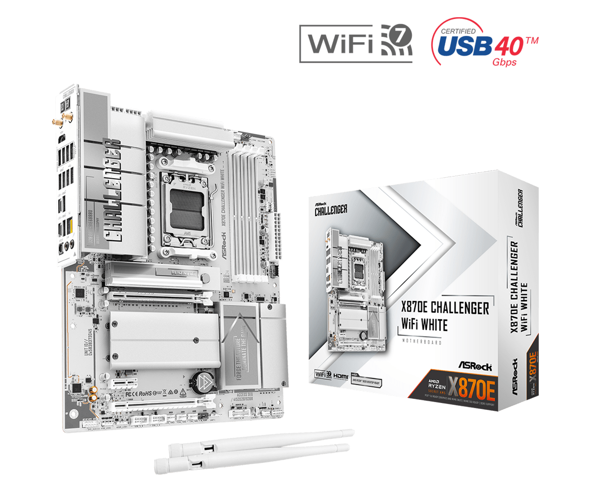 X870E Challenger WiFi White Photos
